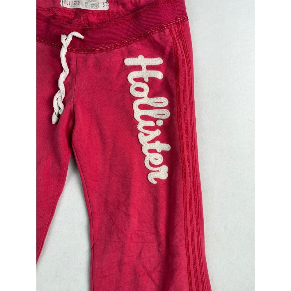 Hollister Womens Y2K Pink Low Rise Logo Sweatpants Joggers Small Side Stripe - Picture 2 of 9